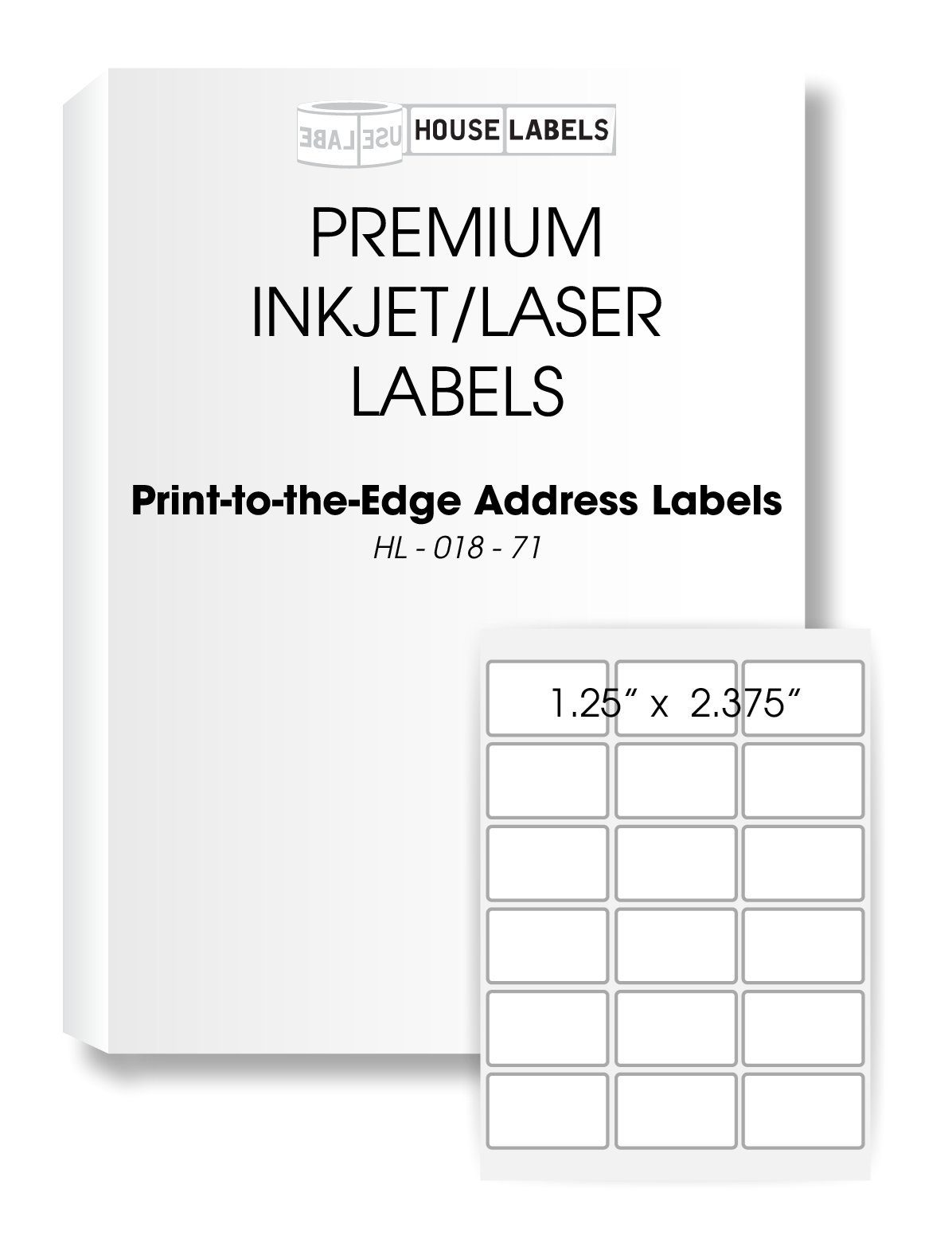 HOUSELABELS 18-up Address Labels (2-3/8" x 1-1/4") for Laser and Inkjet Printers, 25 Sheets
