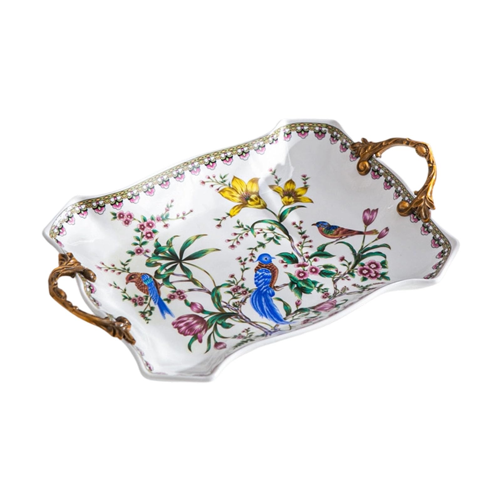 PANGBOER Premium Handcrafted Ceramic Fruit Dishes with Nonslip Design Retro Themed Snacks Tray Suitable for Parties Elegant Party Tray