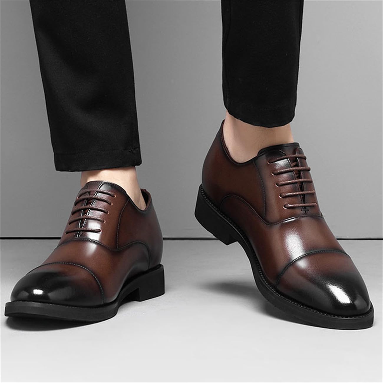 VIBLiSS Uomo 3.14 '' Scarpe Formali più Alte Pelle Lace-ups Altezza Invisibile Aumentando Abito da Guida da Sposa Oxfords