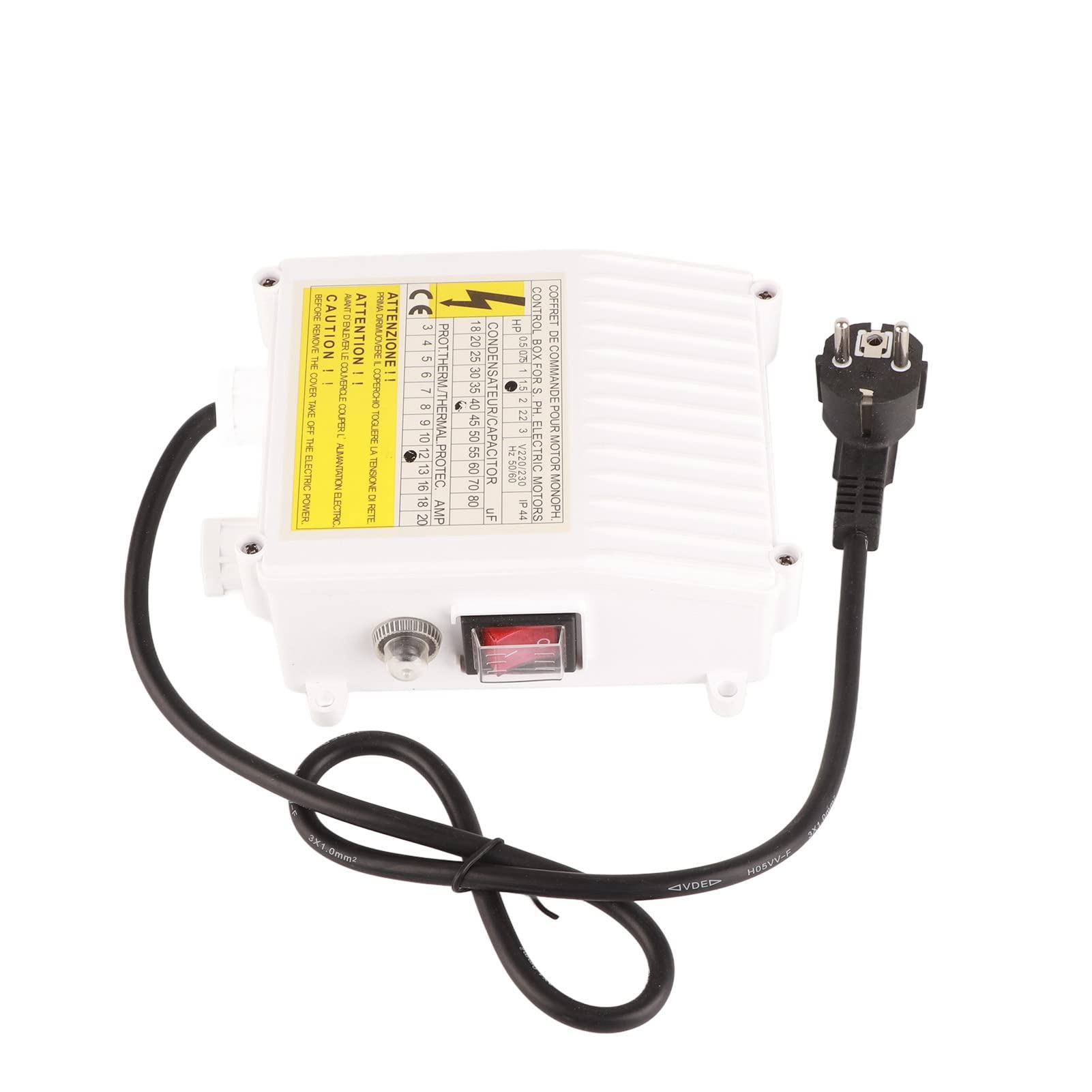 Scatola di Controllo della Pompa, Controller della Pompa del Pozzo Integrato Nell'interruttore Automatico di Protezione Termica(1100W 1,5HP 60uf 25A UE Spina 220V)