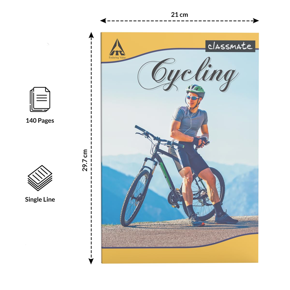 Classmate Long Book - Single Line, 140 Pages, 297 mm x 210 mm - Pack Of 3 2