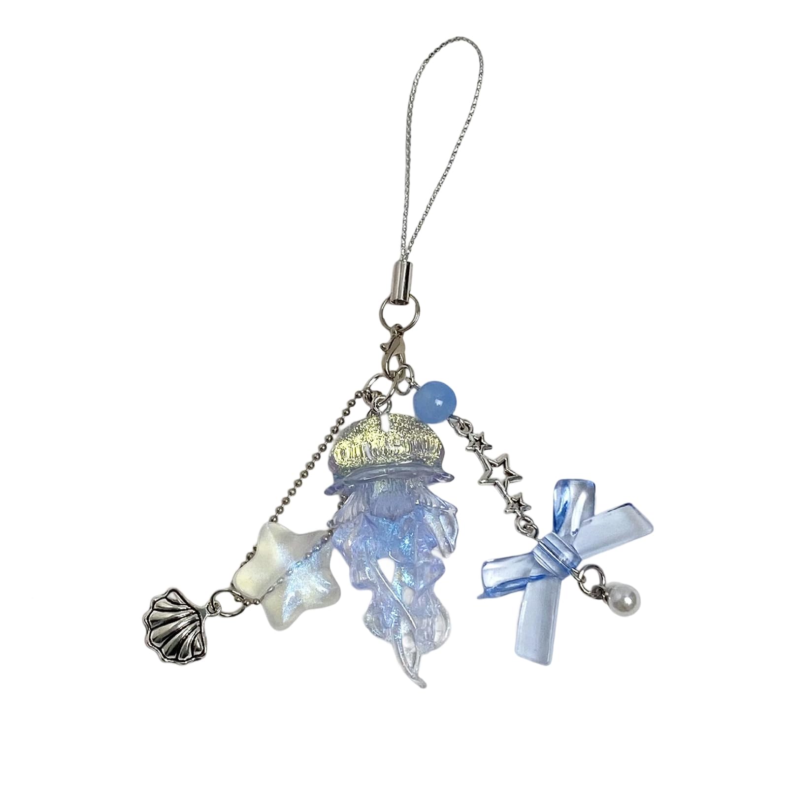 NEWFT Sparkling Marine Charm Phone Chain Keychain With Unique Design Resin Pendant Jewelry For Keys Bags Decoration