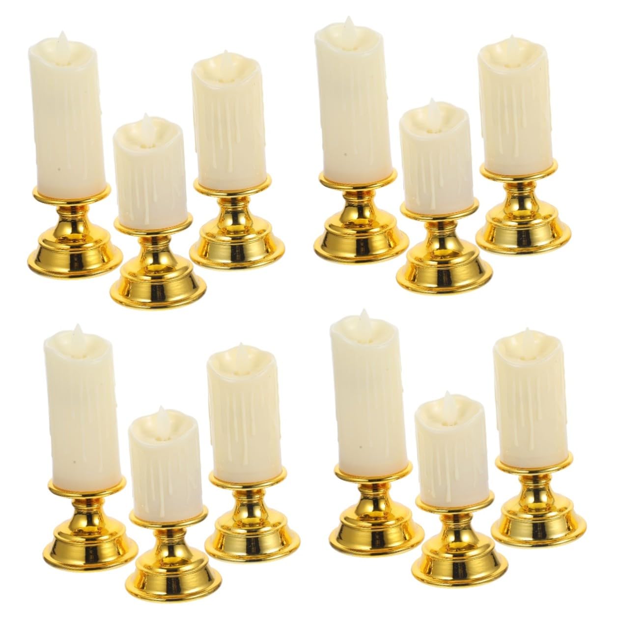 12 Pezzi Set 3 Candele a Batteria senza Fiamma Tremolanti, Luci di Candela Coniche a Batteria per Finestre, Decorazioni Casa per San e Anniversari, Effetto Realistico senza Cera e