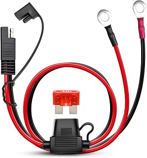 2 FT SAE Battery Connector, SAE to O Ring Terminal Harness, 2 Pin Battery Connector, SAE Connector with 10A Fuse, 2 feet Battery Quick Connect, SAE Extension Cable Adapter, Battery Cable Connector