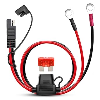 2 FT SAE Battery Connector, SAE to O Ring Terminal Harness, 2 Pin Battery Connector, SAE Connector with 10A Fuse, 2 feet Battery Quick Connect, SAE Extension Cable Adapter, Battery Cable Connector