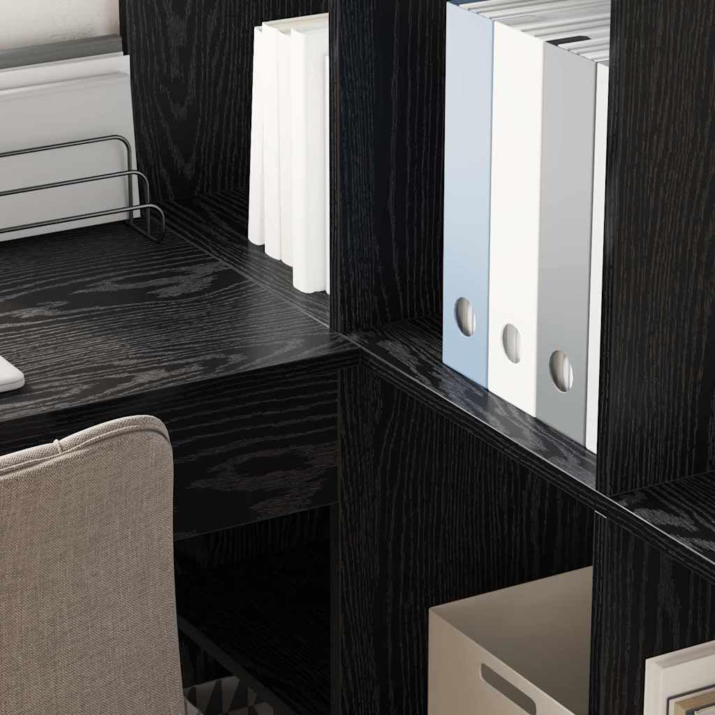 Scrivania angolare nera effetto rovere, 101,5 x 149,5 x 149,5 cm, con spazio portaoggetti, scrivania angolare in legno, stabile e salvaspazio, per diversi monitor