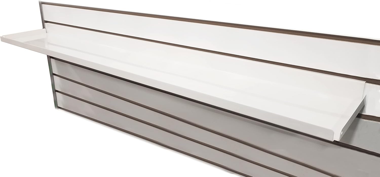 Metal Slatwall Pharmacy Shelf - 7.5" D x 15.5" W Steel RX Shelf with .5" Lip - Ivory, 10 Pack