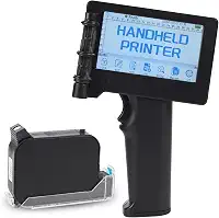 Pistola de impressora a jato de tinta portátil para qualquer altura de impressão de superfície, codificador de jato de tinta de 0,08 a 0,5 polegadas com tinta de secagem rápida para código de barras