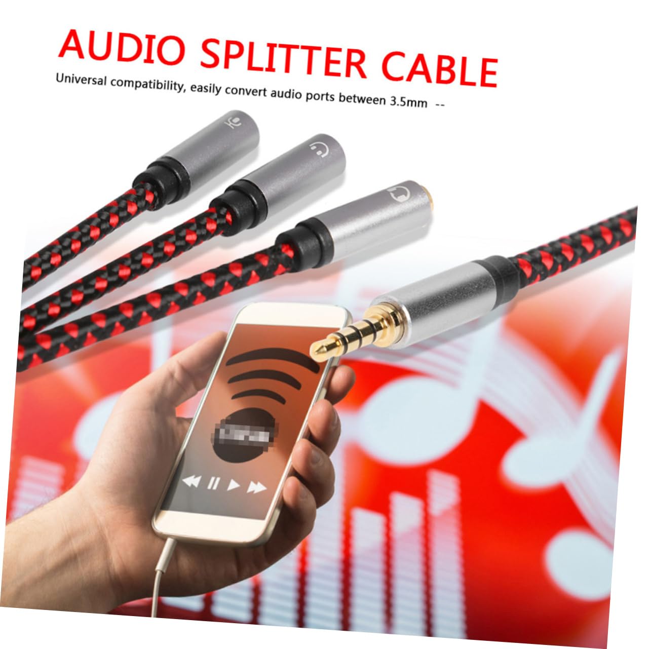Uonlytech 3pezzi Cavo Audio Splitter Vie Per Cuffie Adattatore Audio Leggero e Compatto Compatibile Con Laptop e Smartphone Per Viaggi e Uso Quotidiano
