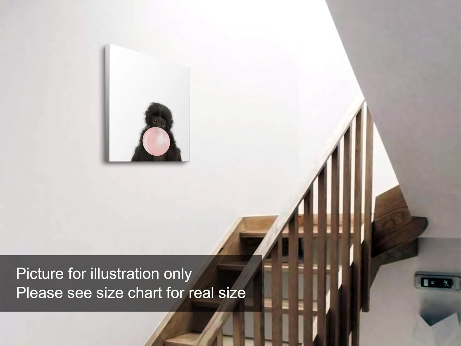 Niwo ART - 猿 ピンクバブルガム動物 キャンバスウォールアート ホームデコレーション ギャラリーラップ ストレッチ済み す