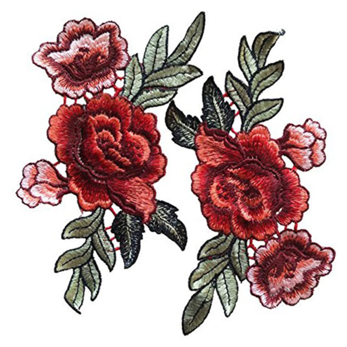 Elyebxj 2Pcs Rose Embroidery Patch, Clothes Fixing Decorative Patch, Handcrafts Sewing Accessory Attachment