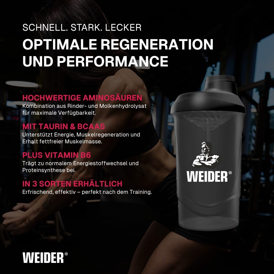 Weider - Amino Power Liquid - Flüssiges Hydrolysiertes Protein - Aminosäuren - 23g Protein pro 45 ml für Muskelaufbau - Mit L-Leucin, Taurin, Vitamin B6 - 1 Liter - Cola