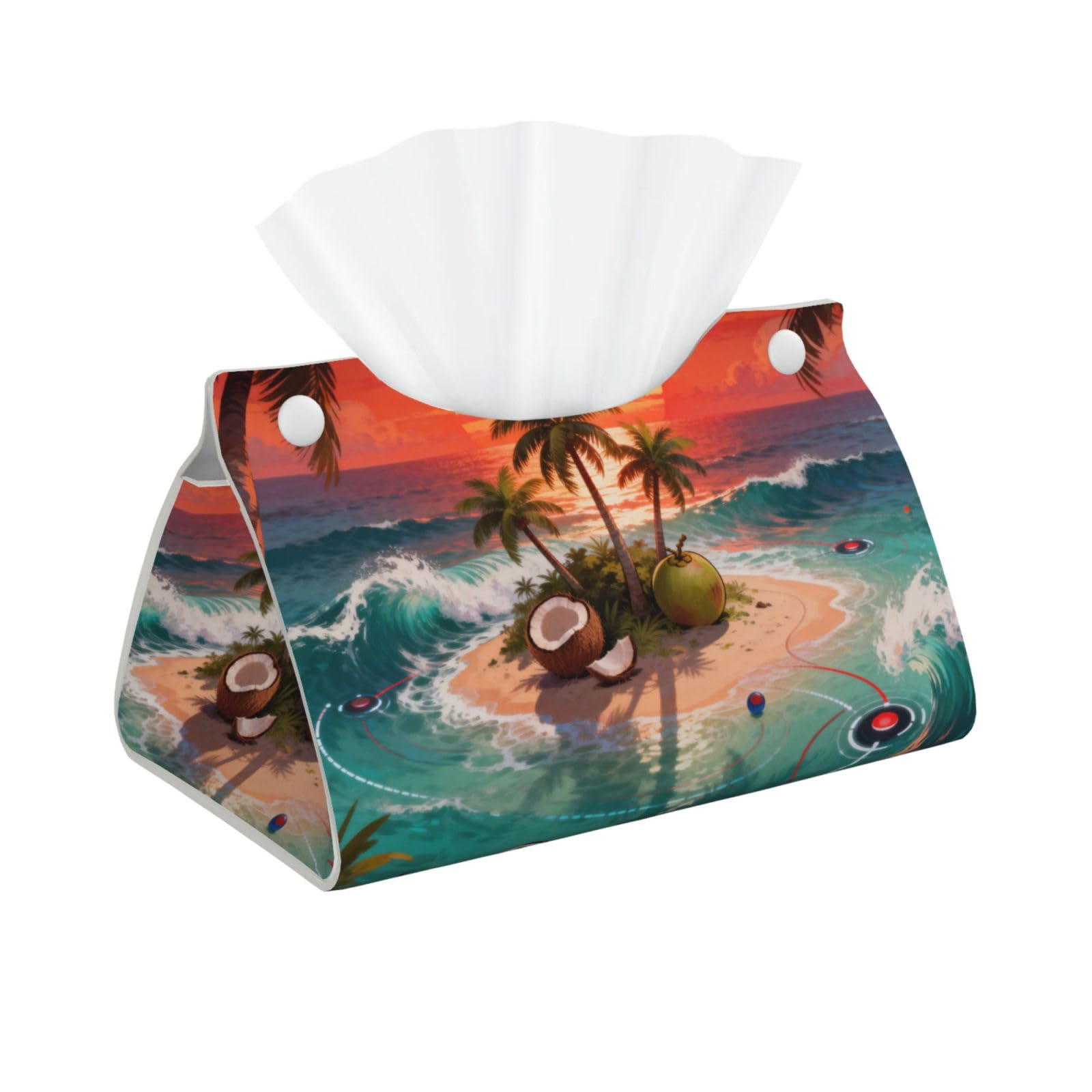 Beach games Long Leather Tissue Box Cover-Waterproof PU Leather Tissue Holder for Bathroom, Decorative Rectangular Tissue Case