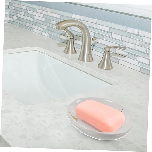 Miniatura 4 de Jabonera de cerámica elegante marmoleado para baño, bandeja de cocina para mejorar y ventilar, versátil en blanco