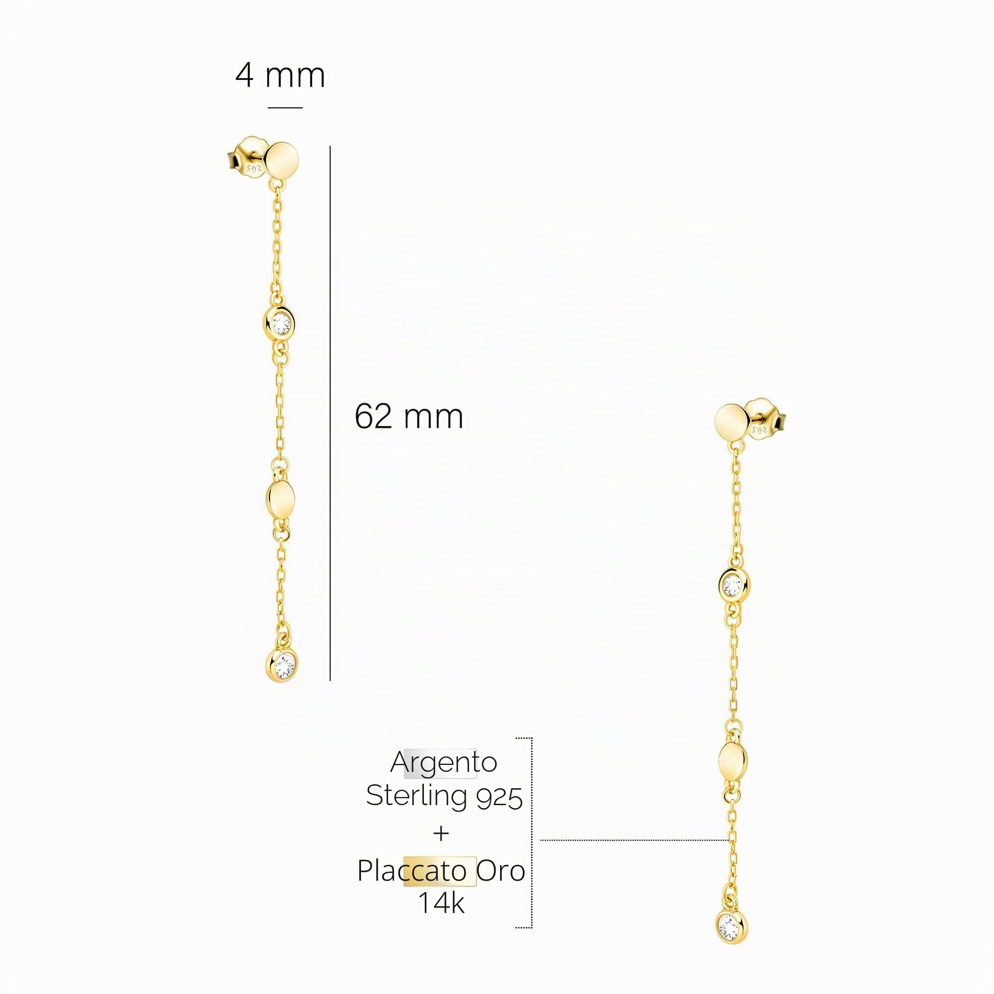 SOFIA MILANI - Orecchini da Donna in Argento 925 - con Pietra Zircone - Orecchino Pendente a Pietra Zircone