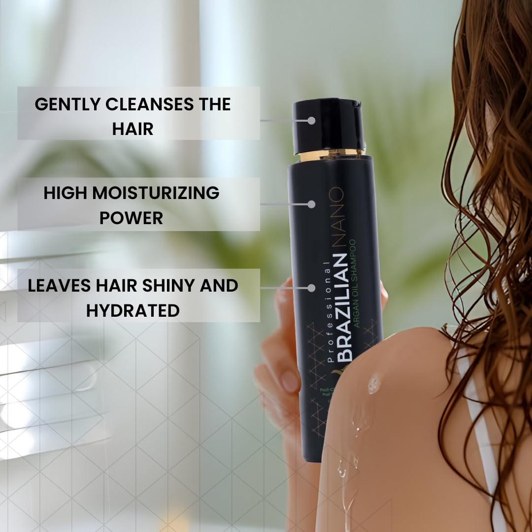 Arganöl-Shampoo für Haare, feuchtigkeitsspendend für Frauen und Männer, mit Kakaoextrakt und Kokosöl, Anti-Frizz, feuchtigkeitsspendend und verdickend für trockenes und geschädigtes