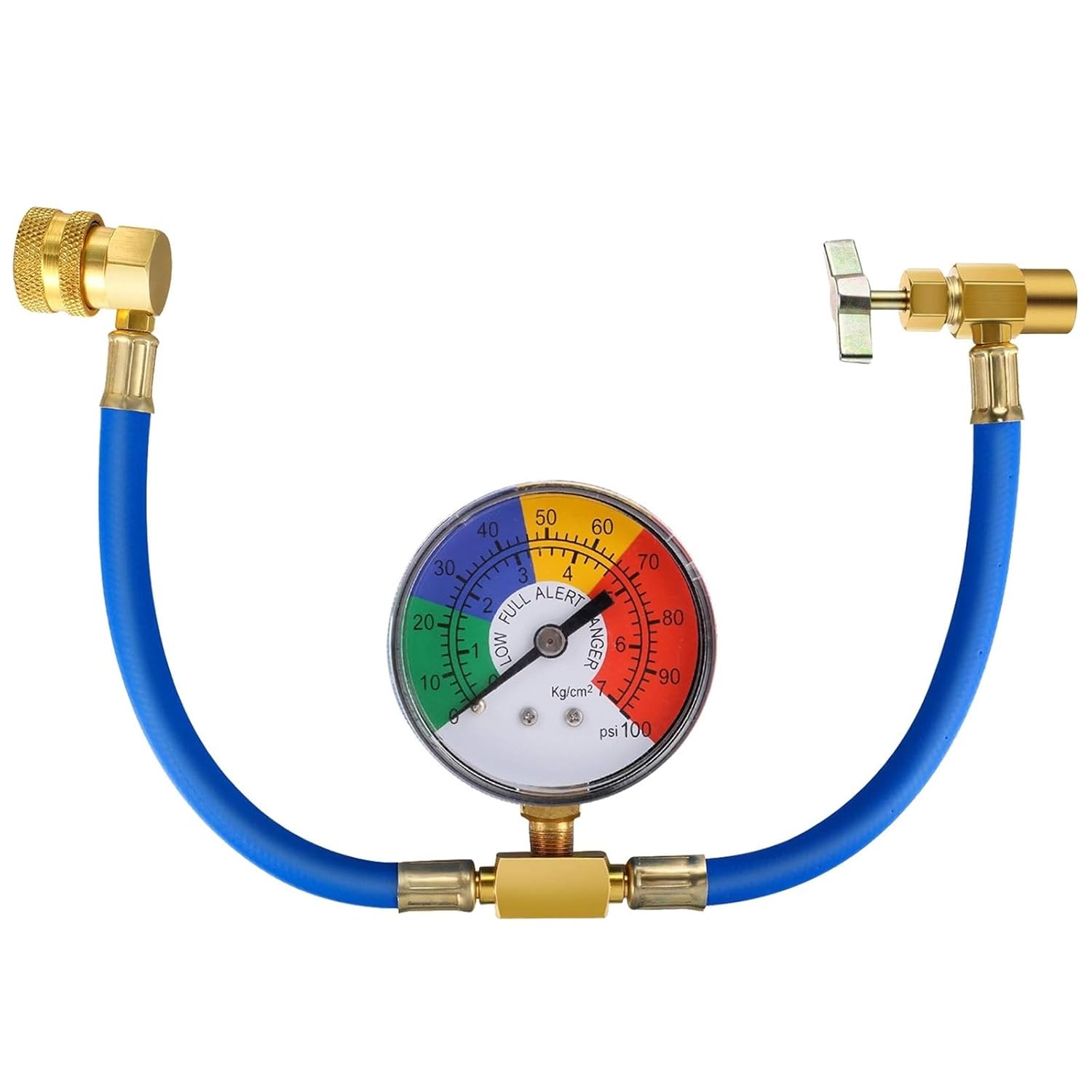 1pcs R134A Refrigerant Charge Hose Kit, 1/2’’ Self-Sealing Valve Can and Recharge Hose with Pressure Gauge for Car Air Conditioning(M14x1.25)