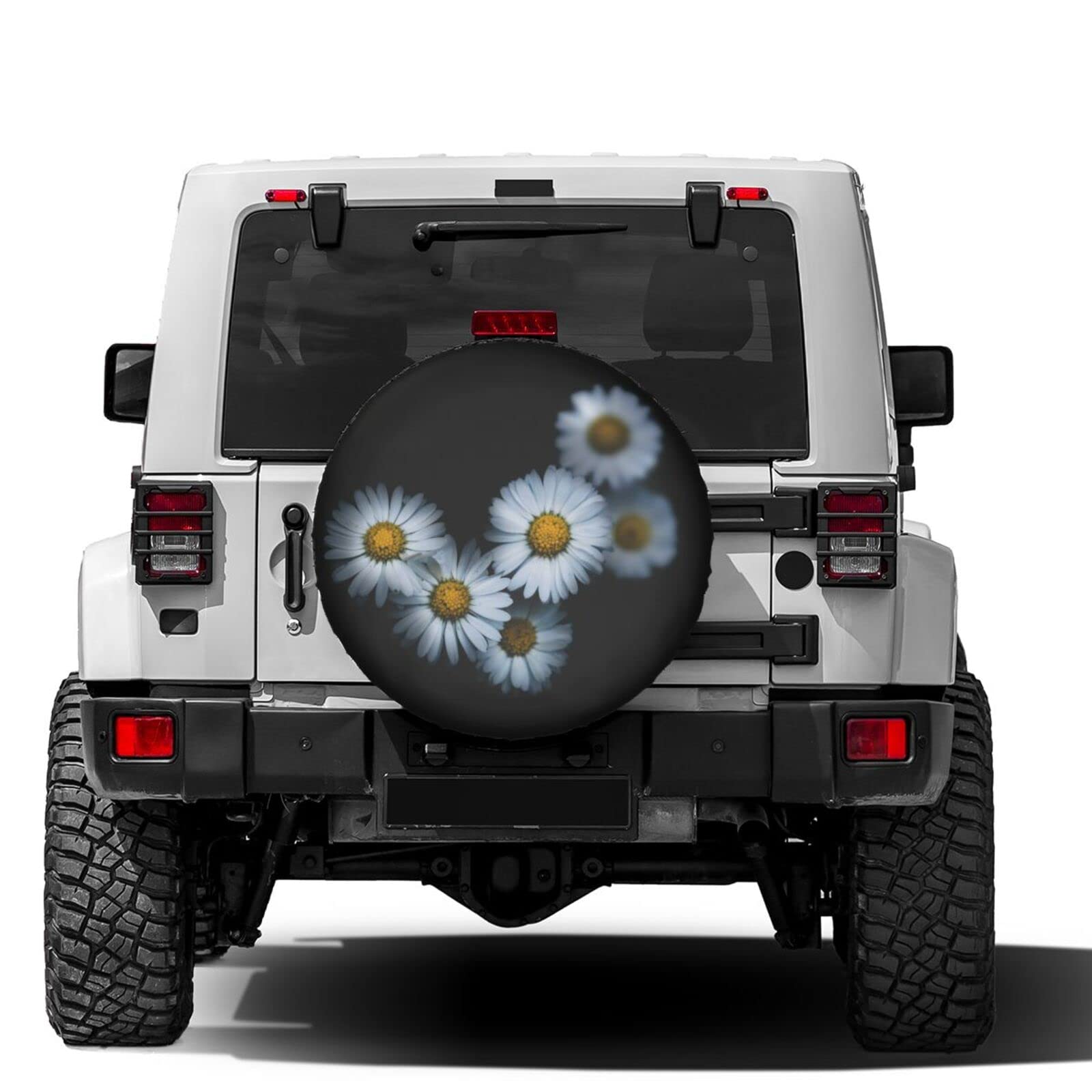 Foruidea Daisy Flower Spare Tire Cover Dust-Proof Wheel Tire Cover Fit Trailer, RV, SUV and Many Vehicle 16 Inch