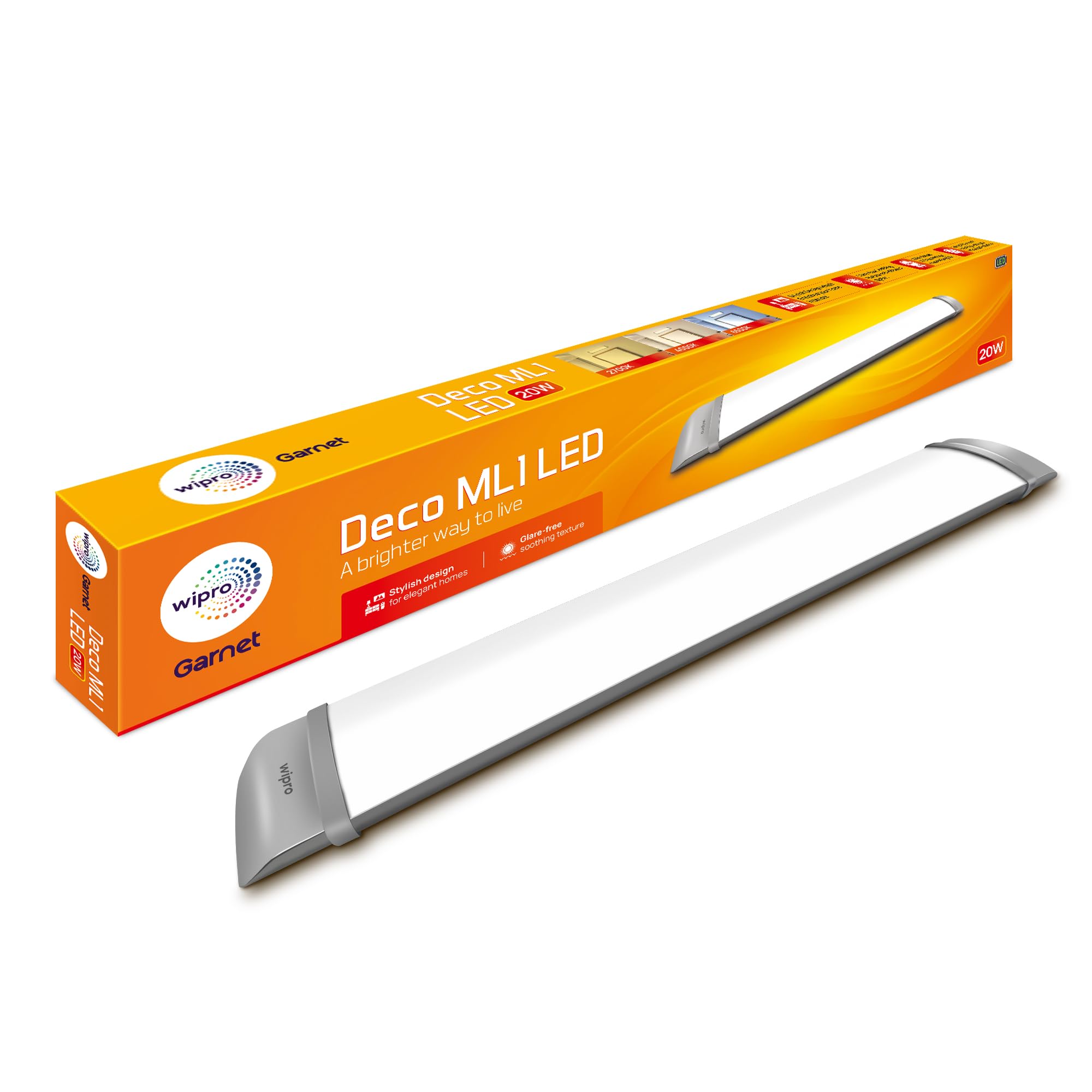 Wipro 20W Deco ML1 LED Mirror Light for Wall Picture, Bathroom Vanity & Dressing Table |Cool Day White(6500K)| Pk 1 | 23 Inches Long Stylish Design | Glare Free Soothing Texture with diffused Optics-image-3