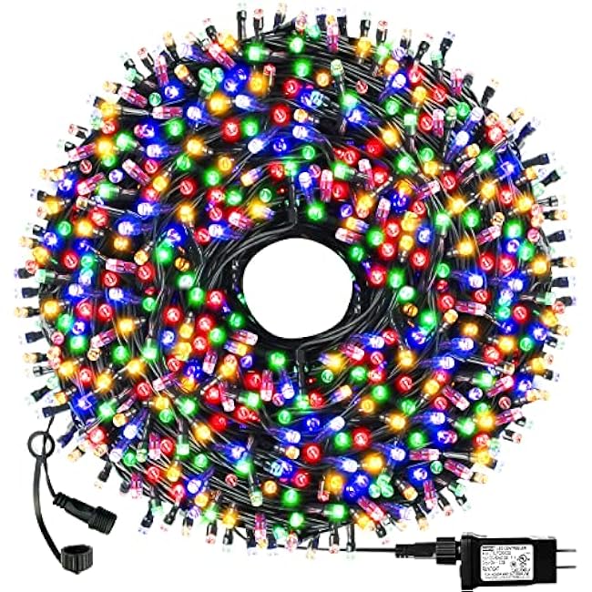 Christmas String Lights End-to-End Plug 8 Modes 108FT 300 LED IP55 Outdoor Waterproof UL Certificated Indoor Fairy Lights Garden Wedding Christma Trees Parties Decoration Multicolor