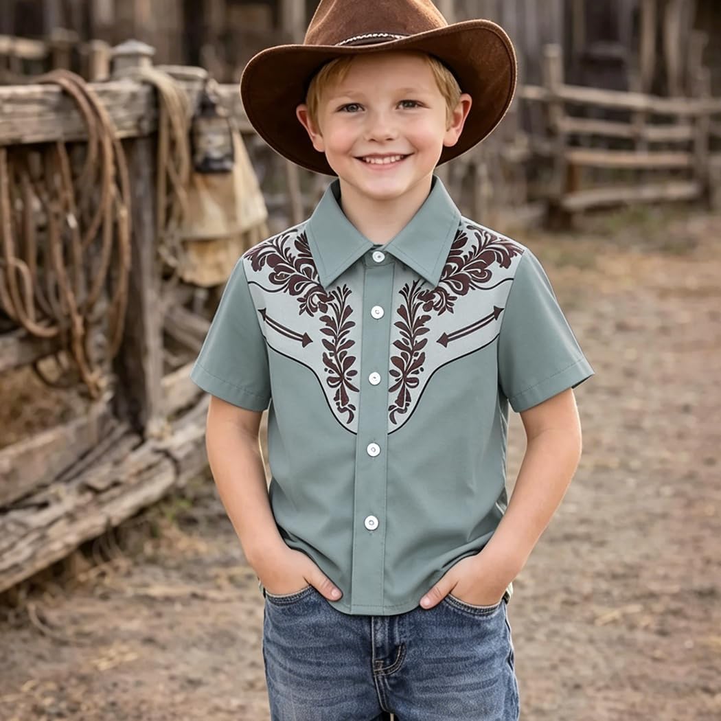 CM C&M WODRO Toddler Baby Boy Western Button Down Shirt Kid Vintage Cowboy Rodeo T-Shirt Country Short Sleeve Summer Clothes