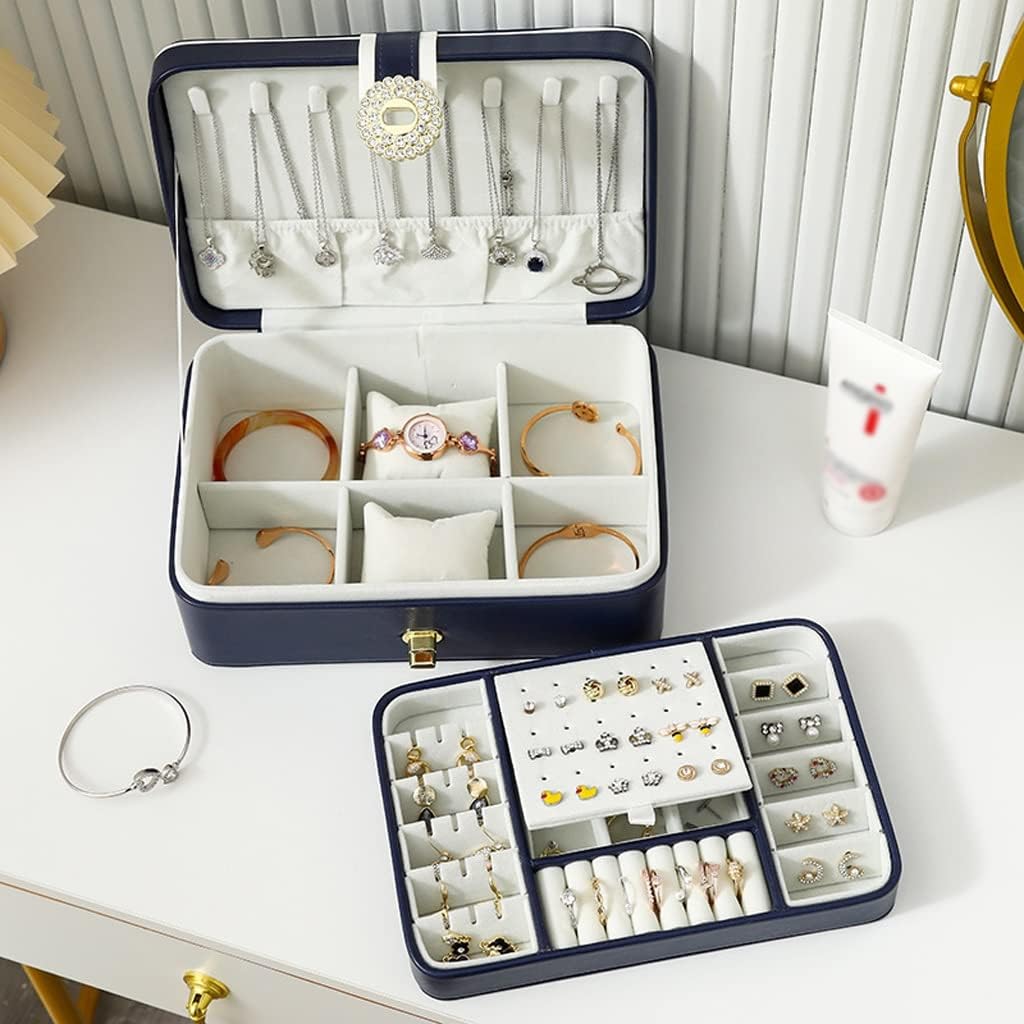 Jewelry Organizer Jewelry Box Jewelry Box 2-Tier Jewelry Organizer, Soft Lining Jewelry Case Holder Jewelry Display Storage Case Gift For Women Girls Jewelry Case Jewelry Display Storage (B)