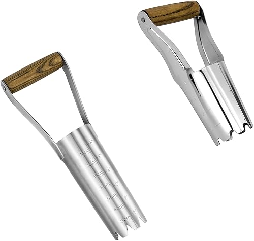 Herramienta de maceta de bulbos, maceta manual de 6 pulgadas de profundidad, maceta de acero inoxidable sin doblar, trasplantadora de bulbos de