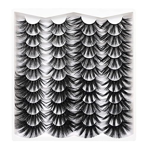 25MM Eyelashes Faux Mink Fluffy Volume False Lashes Long Dramatic 4 Styles Fake Lashes 20 Pairs Soft Handmade Lashes Pack