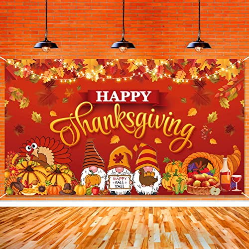 Happy Thanksgiving Banner Large 71X45 Fall Party Thanksgiving Backdrop Banner Decorations Turkey Maple Leaf Pumpkin Happy Fall YAll Decor Autumn Harvest Festival Party Supplie