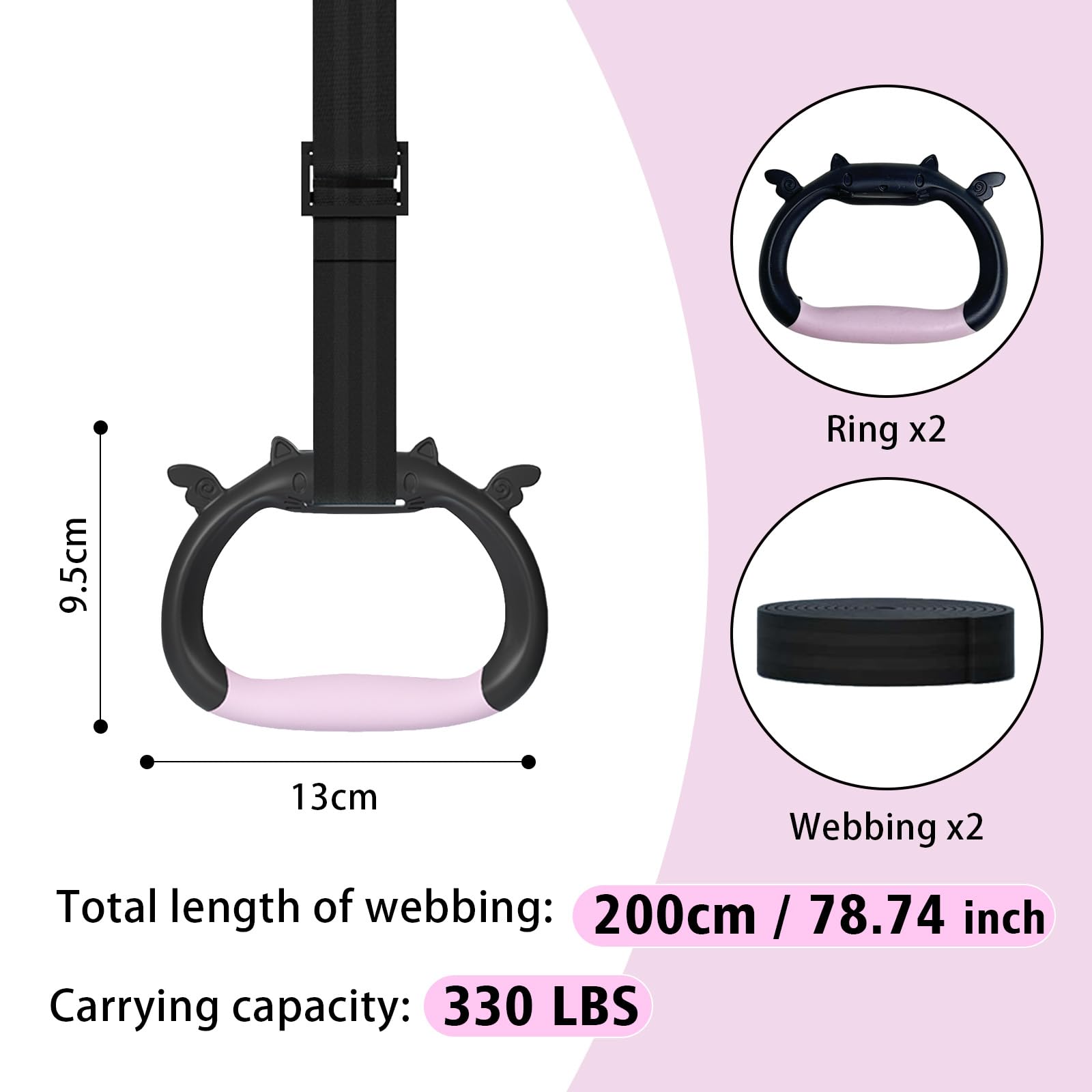 GDLPZM Gymnastics Rings, Children's Home Gym Equipment, Children's Adjustable Strap Strength Training Rings, Pulling Rings for Physical Training