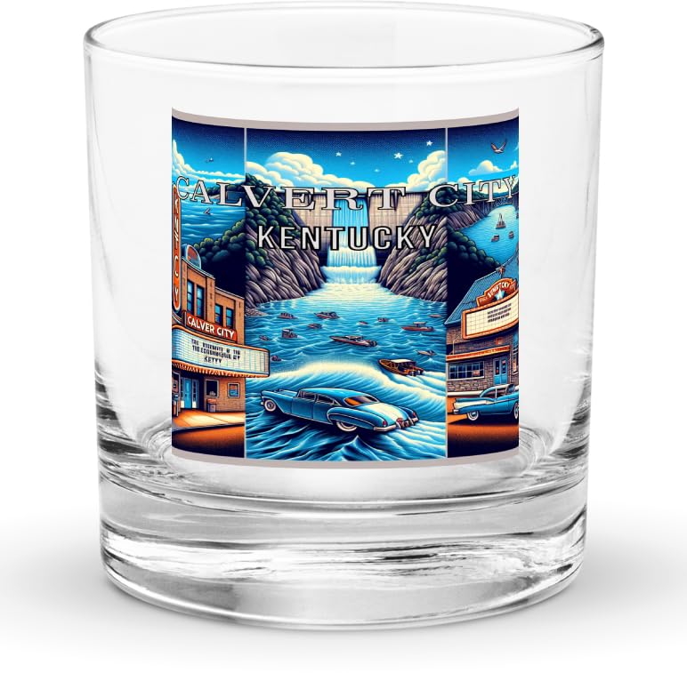 Calvert City Kentucky 10.5 oz Souvenir Rocks Glass – Perfect for Whiskey & Cocktails, Classic Barware Keepsake