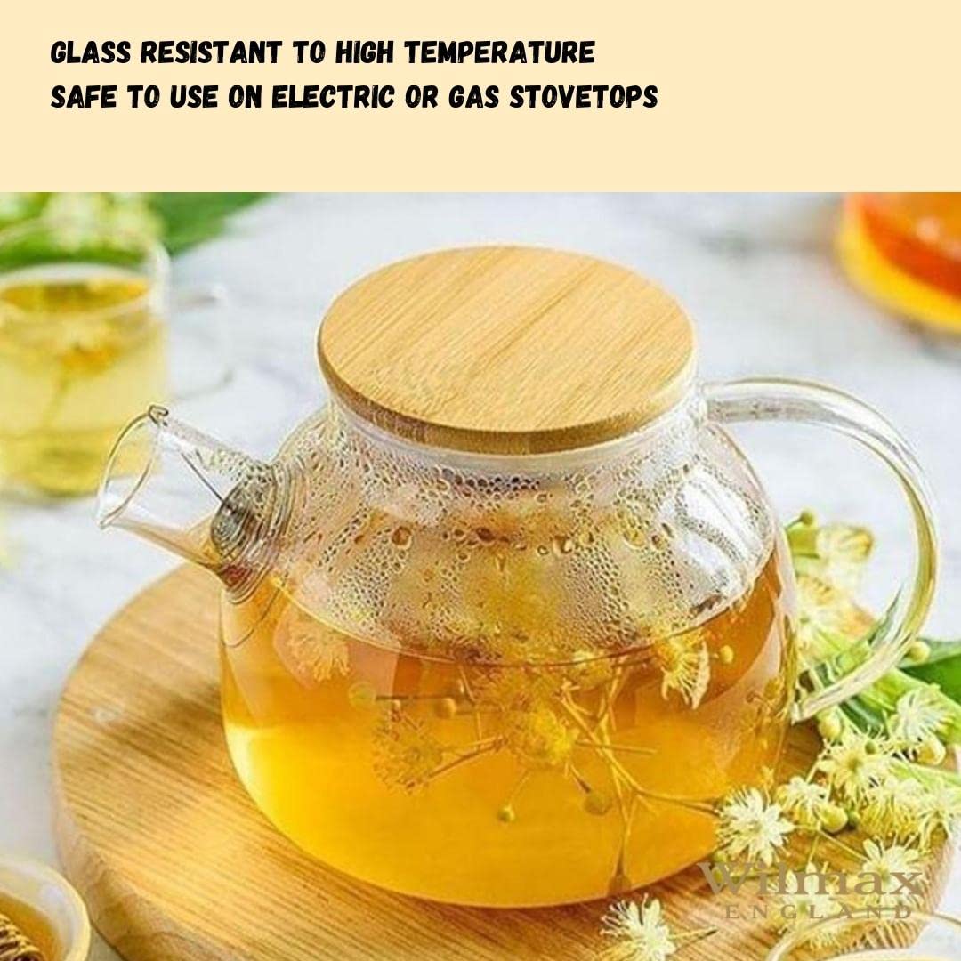 Wilmax - Teiera in vetro con filtro - 620 ml - Infusore per tè sfuso