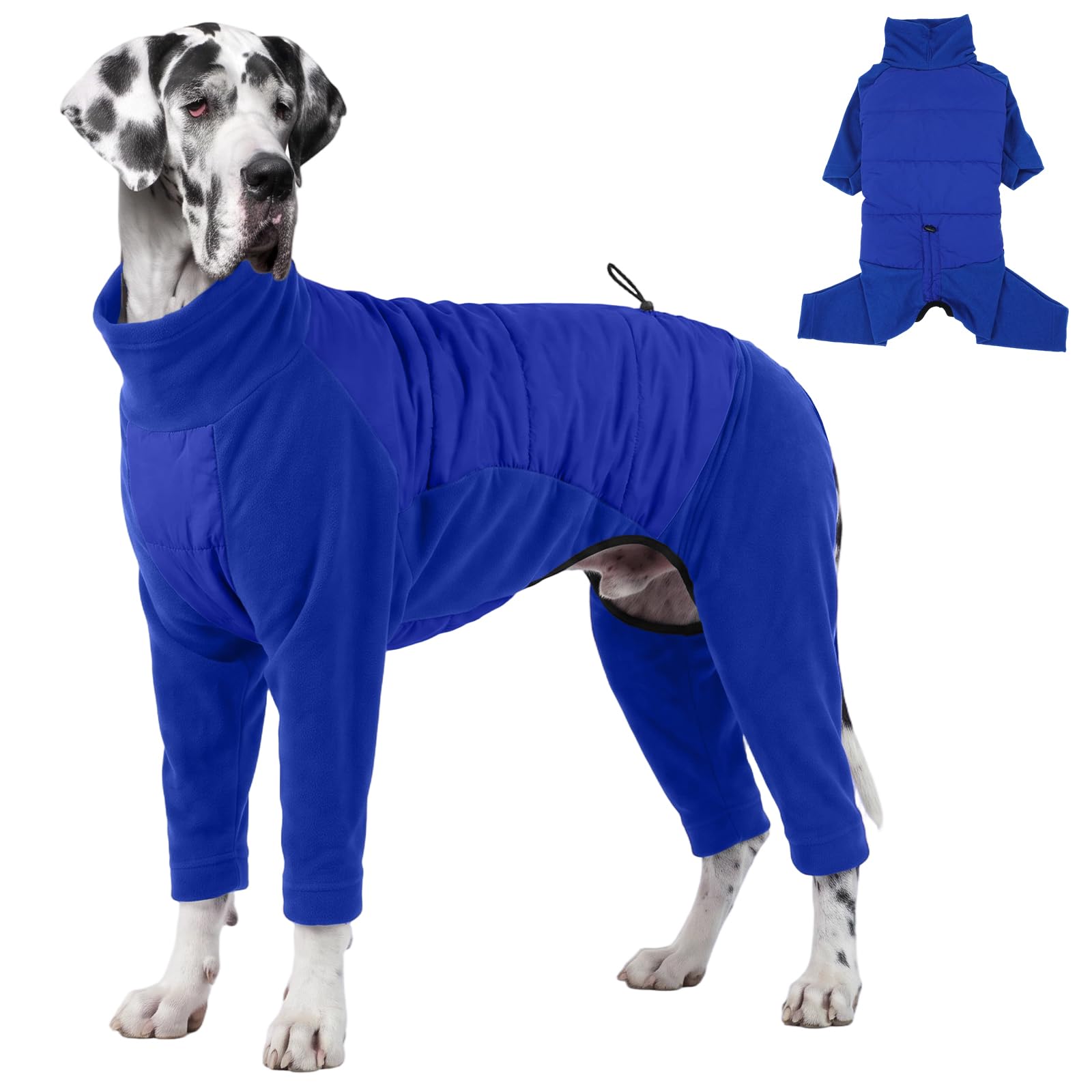 OUOBOB Dog Winter Coat Warm Fleece for Large Dogs Blue 2XL