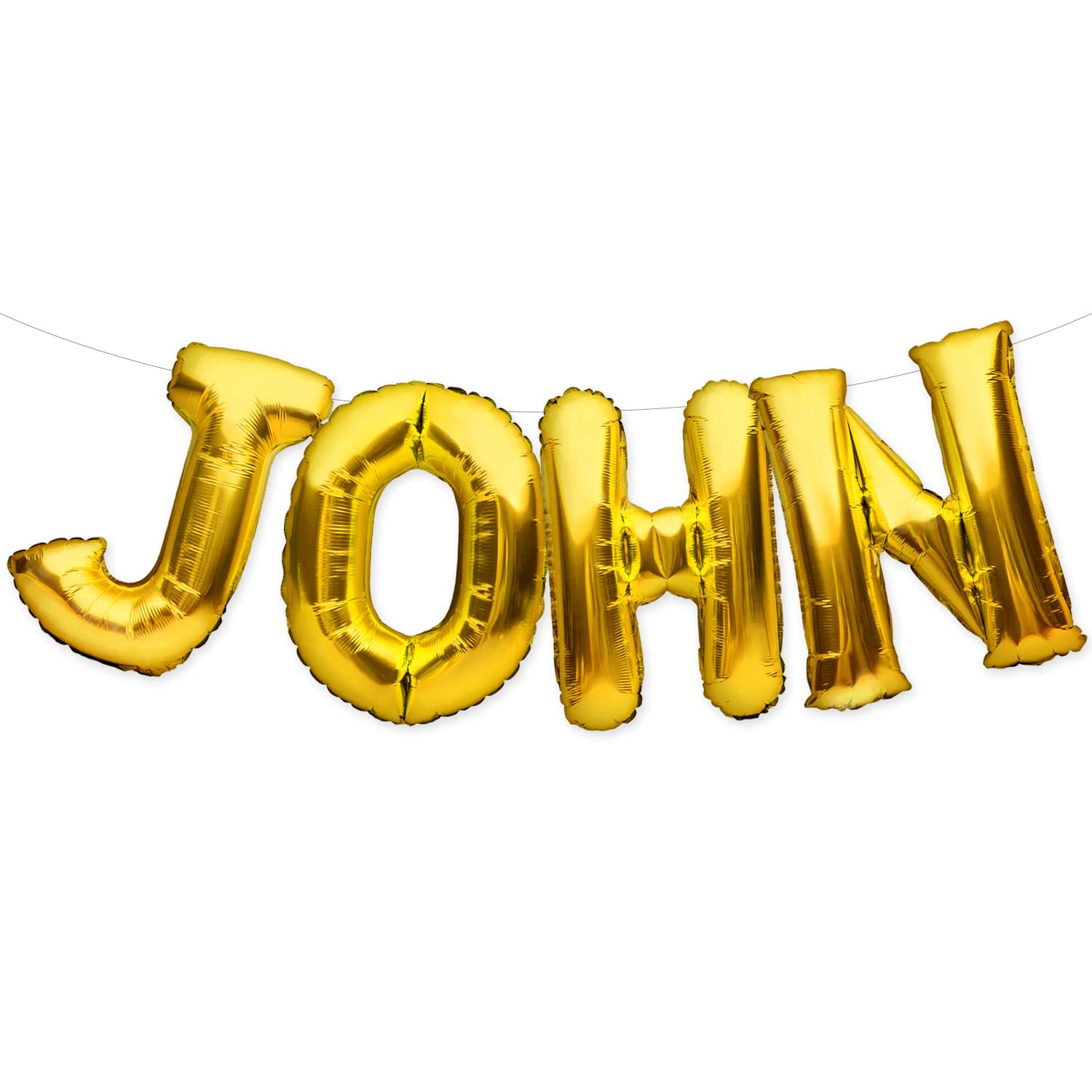 PartyForeverJOHN Balloon Banner Big 16 Inch Gold Foil Balloons Letters Name for Men and Boys Birthday Party Decorations and Wedding Supplies for Him