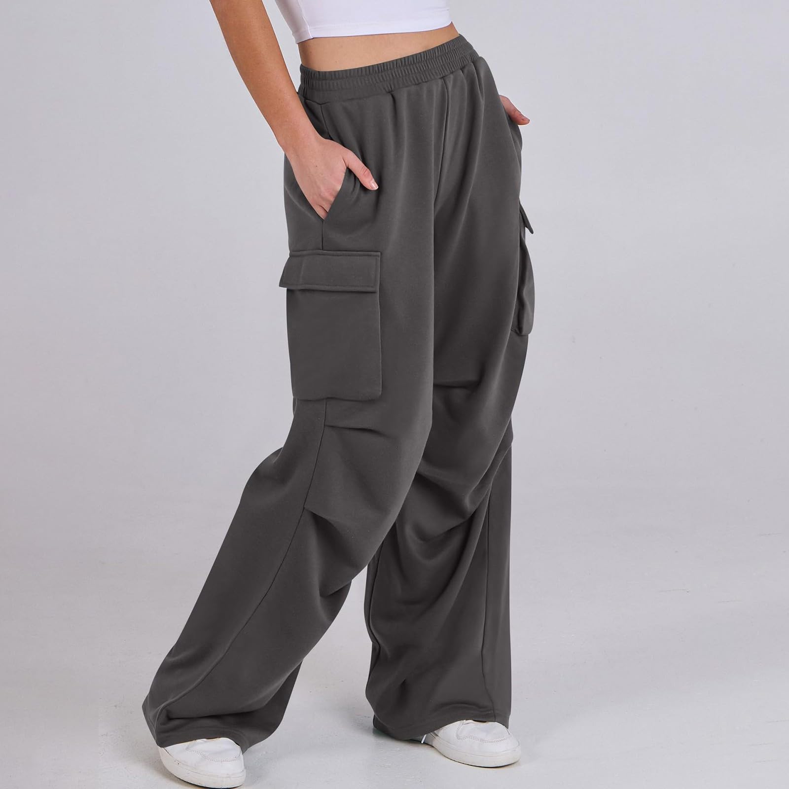 Pantalon De Jogging Femme Ample Pantalon Fluide Elastique Ample Pantalon Classique à Taille Coulissante Mode Pants avec Poches Pantalon Yoga Pantalon Noir Large Femme Pantalon Survêtement