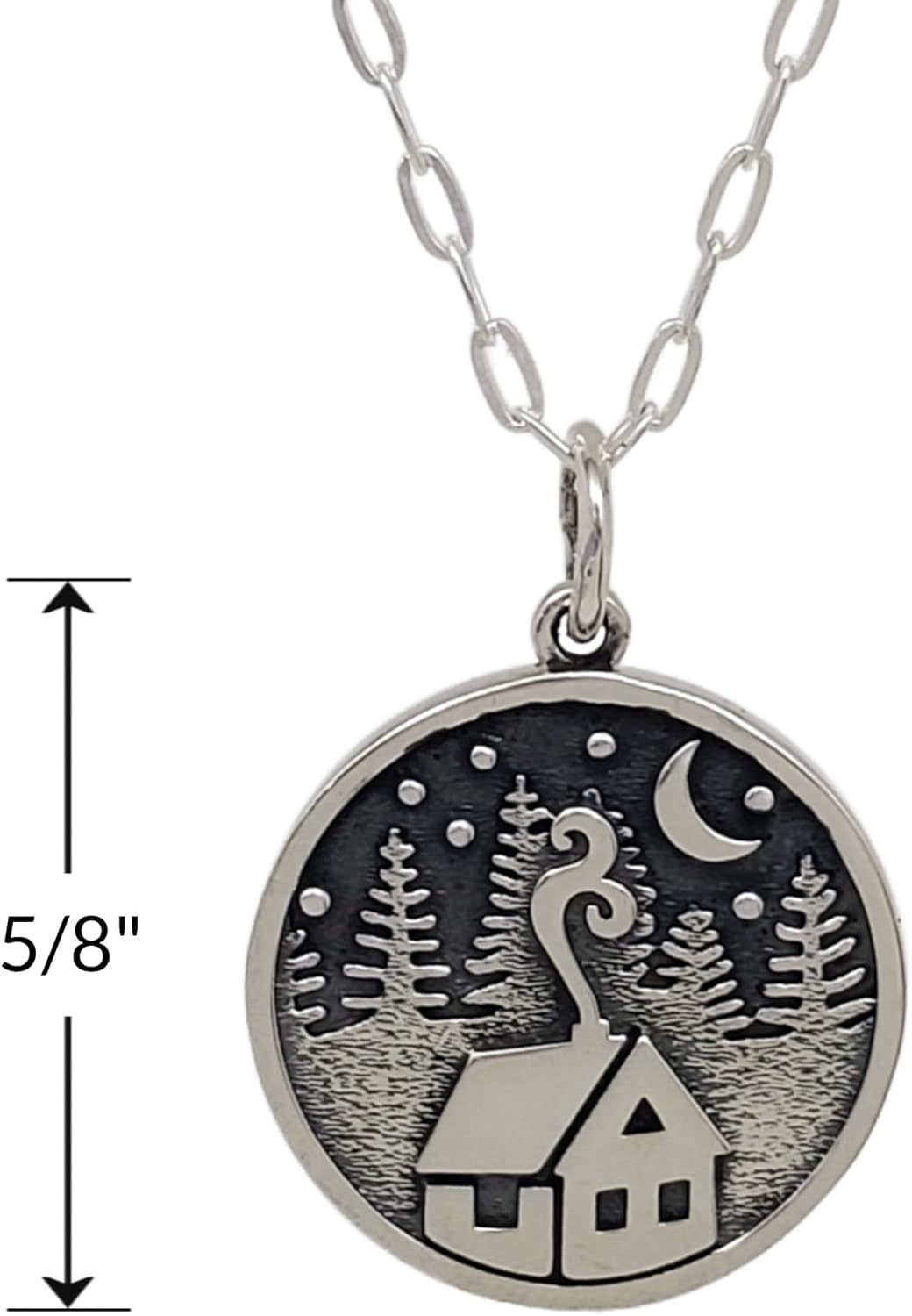 EnCharmed Sterling Silver Rustic Cabin In The Woods Charm Necklace, Nature Camping Pendant Jewelry, 18" - Image 2