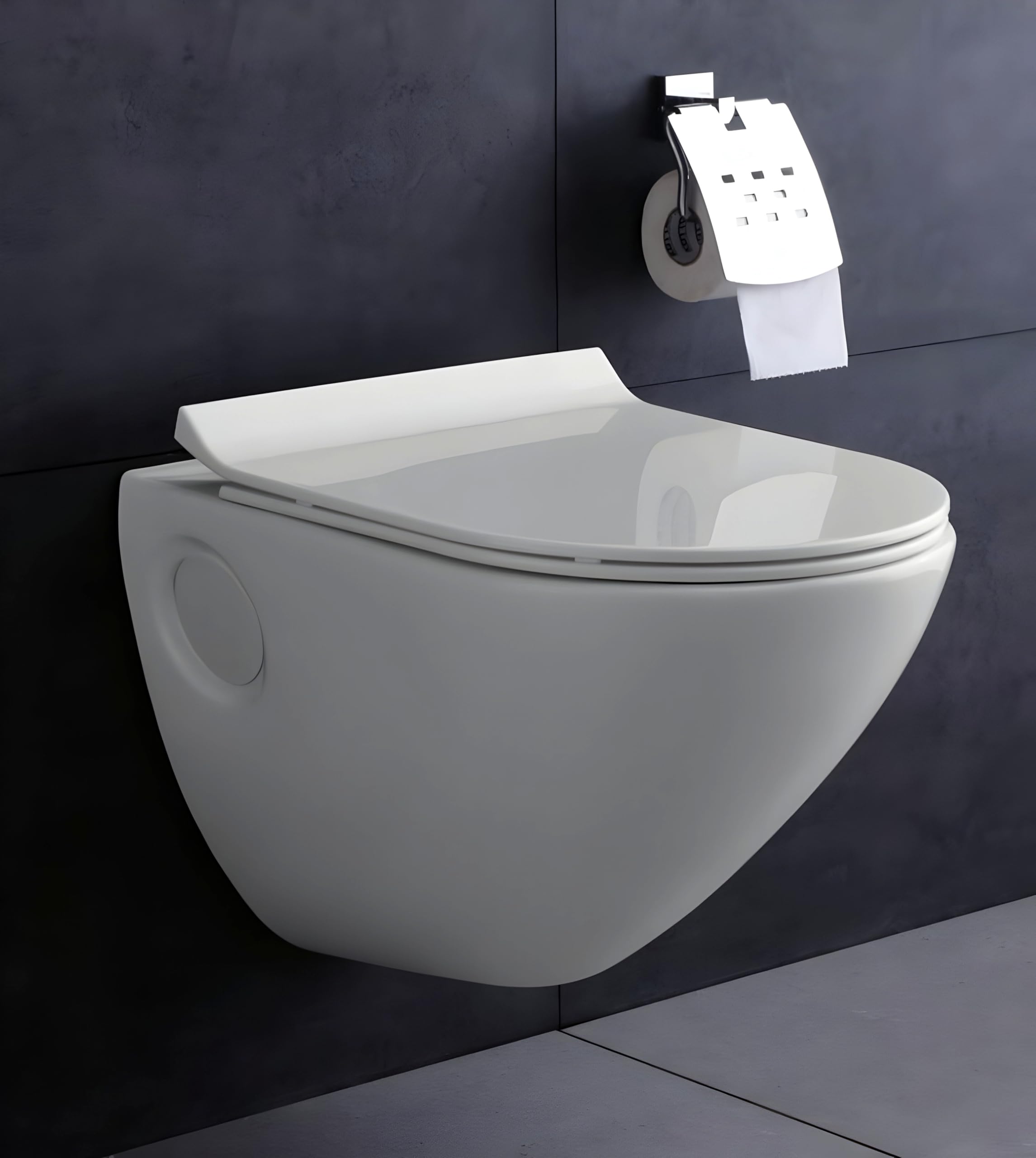 Clay Plus Platinum Ceramic Rimless Wall Hung Western Toilet/Commode for Toilet/Commode With Soft Close Toilet Seat - P Trap Outlet (W 2013)-image-23