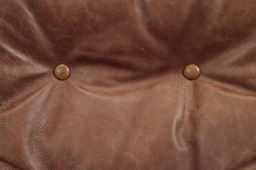 Retro Brown Top Grain Leather Recliner with Ottoman