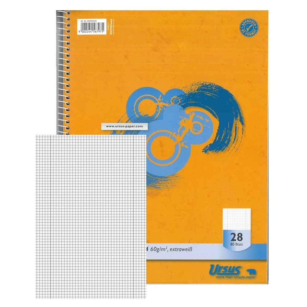 Ursus Basic 040993028 College Block lin28 A4 80 fogli 60 G/MQ A Quadretti Da 5 mm con margine linee