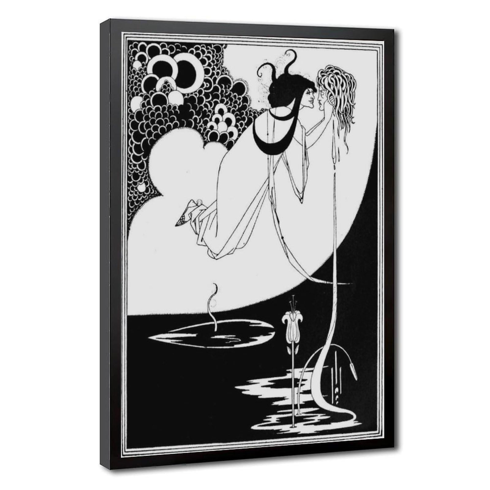 WCYB The Climax by Aubrey Beardsley From Salome by Oscar Wilde 1893 Posters Prints Canvas Deco Paintings Wall Art Hangable Frame 24" L X 36" W