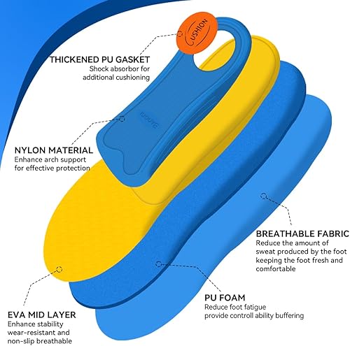 Miniatura 2 de 3ANGNI Plantillas de soporte de arco para fascitis plantar, más de 220 libras, soporte ortopédico para aliviar el dolor, inserciones de soporte de
