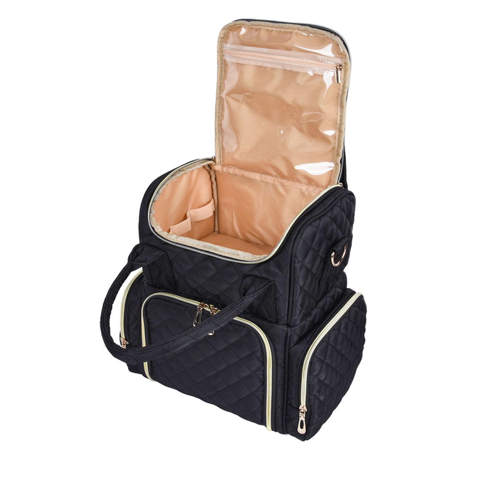 Wasserabweisender Politur-Reisekoffer mit gepolsterten Fächern und verstellbarem Gurt für 130 Flaschen, große Kapazität, Politur-Aufbewahrungstasche, Schwarz , One Size, Mass Beauty