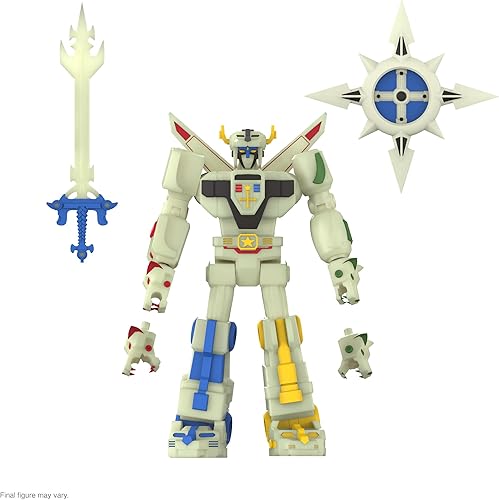 Super7 ULTIMATES! Voltron Defender of The Universe (Lightning Glow) - Figura de acción Voltron de 7 pulgadas con accesorios, coleccionables vintage