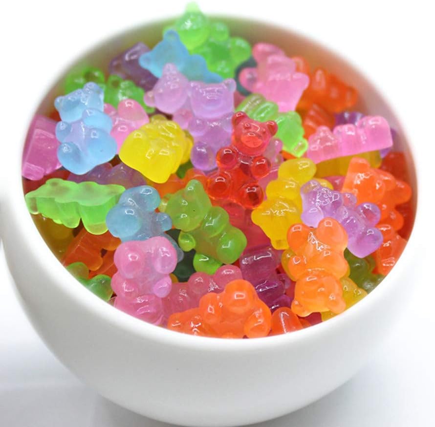 FRUTA 100pcs Resin Gummy Bear Charms Pendants Resin Bear Keychains Colorful Bear Candy Necklace Charms for DIY Craft Project Supplies - Image 2
