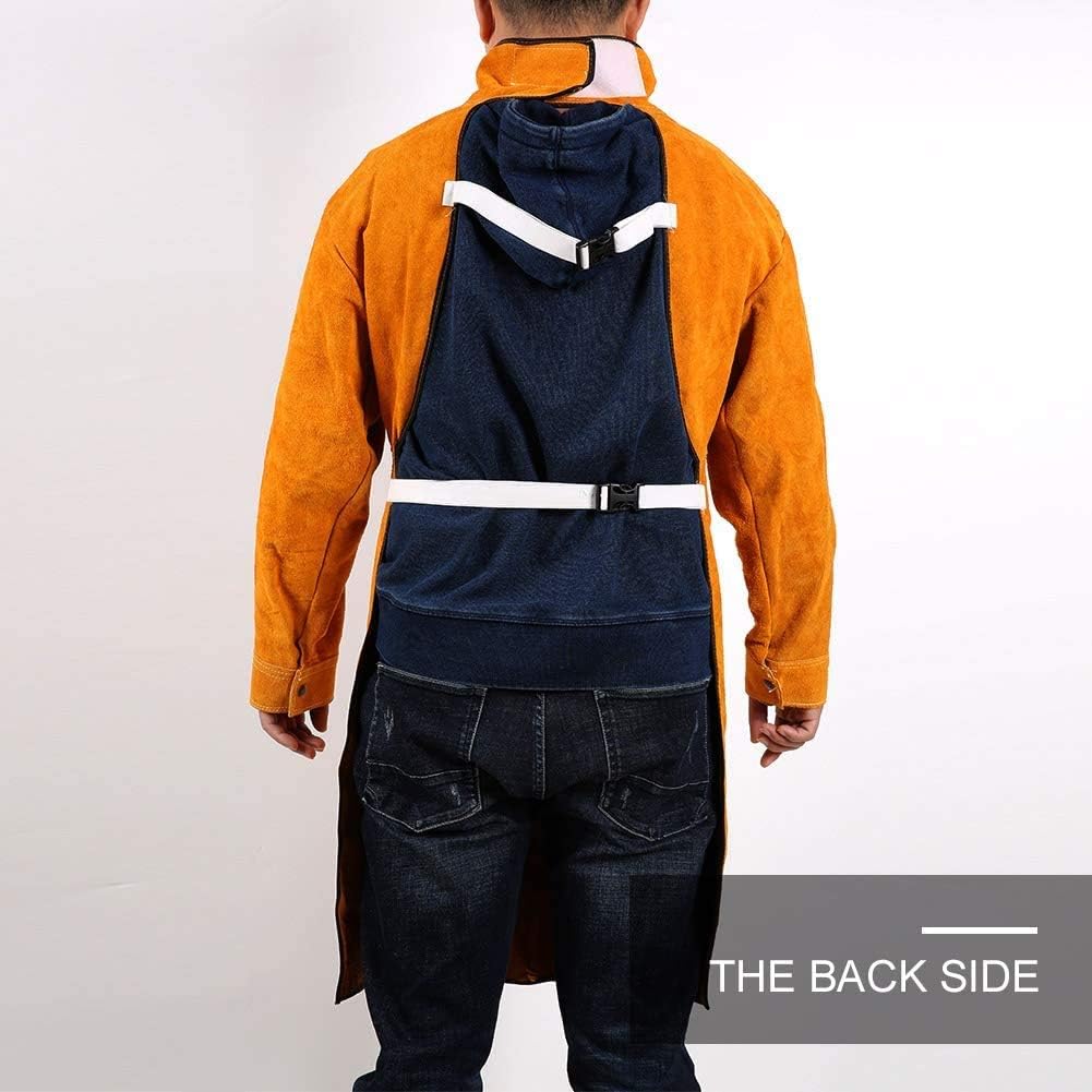 Gotega Welding Jacket Leather Apron Anti-scald Flame Resistant Coat XL