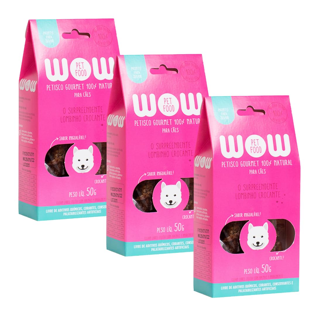Kit 3un petisco natural WOW Lombinho crocante para cães
