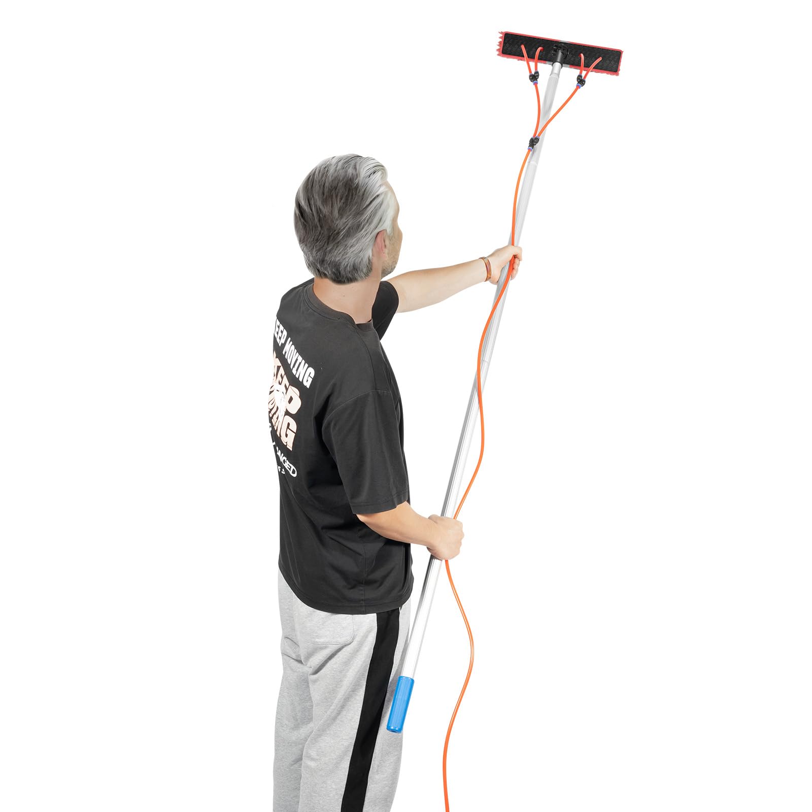 Pulitore telescopico per tetti in vetro, pulitore per finestre con testina rimovibile, 7,4 m, attrezzatura per il lavaggio di finestre alte, pannelli solari, auto