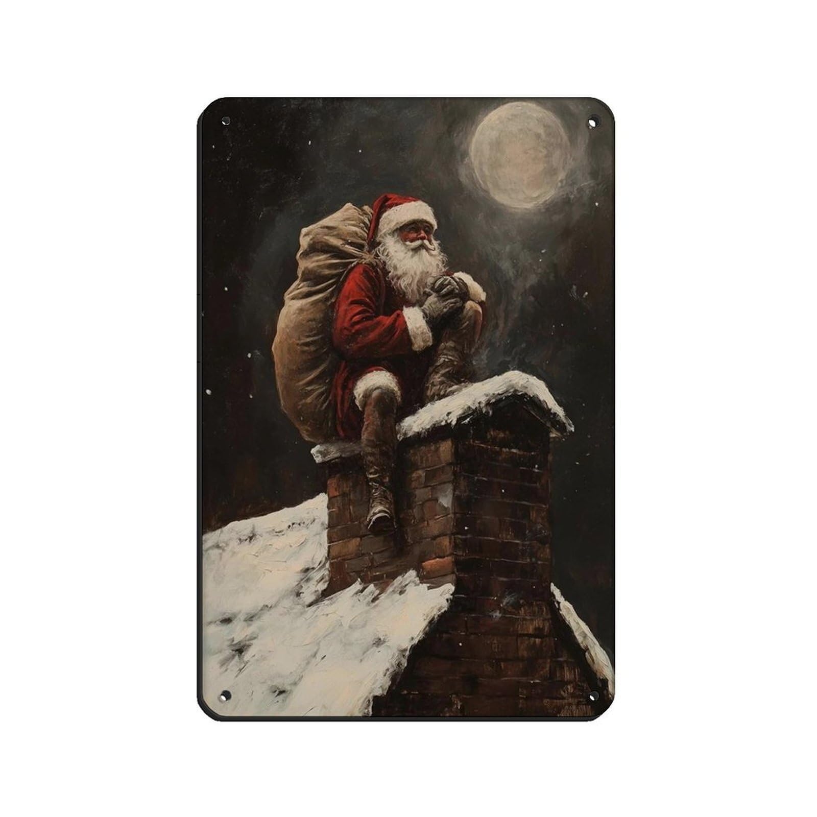 Santa Claus Dark Academia Poster Tin Sign Vintage Metal Pub Club Cafe Bar Home Wall Art Decoration Poster Retro 8x12inch(20x30cm)