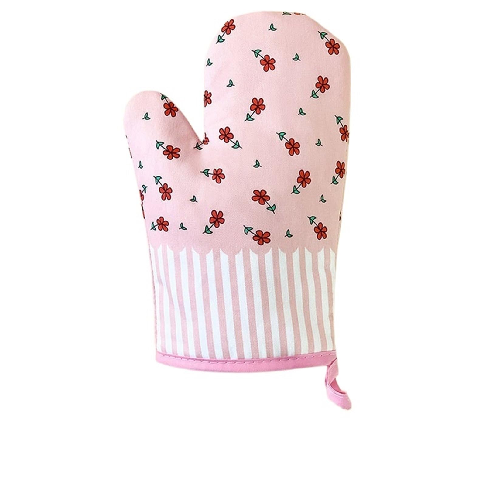 2PC Thickened Plaid Microwave Oven Insulation Gloves Hot Kitchenware For Cooking & Baking(Pink)