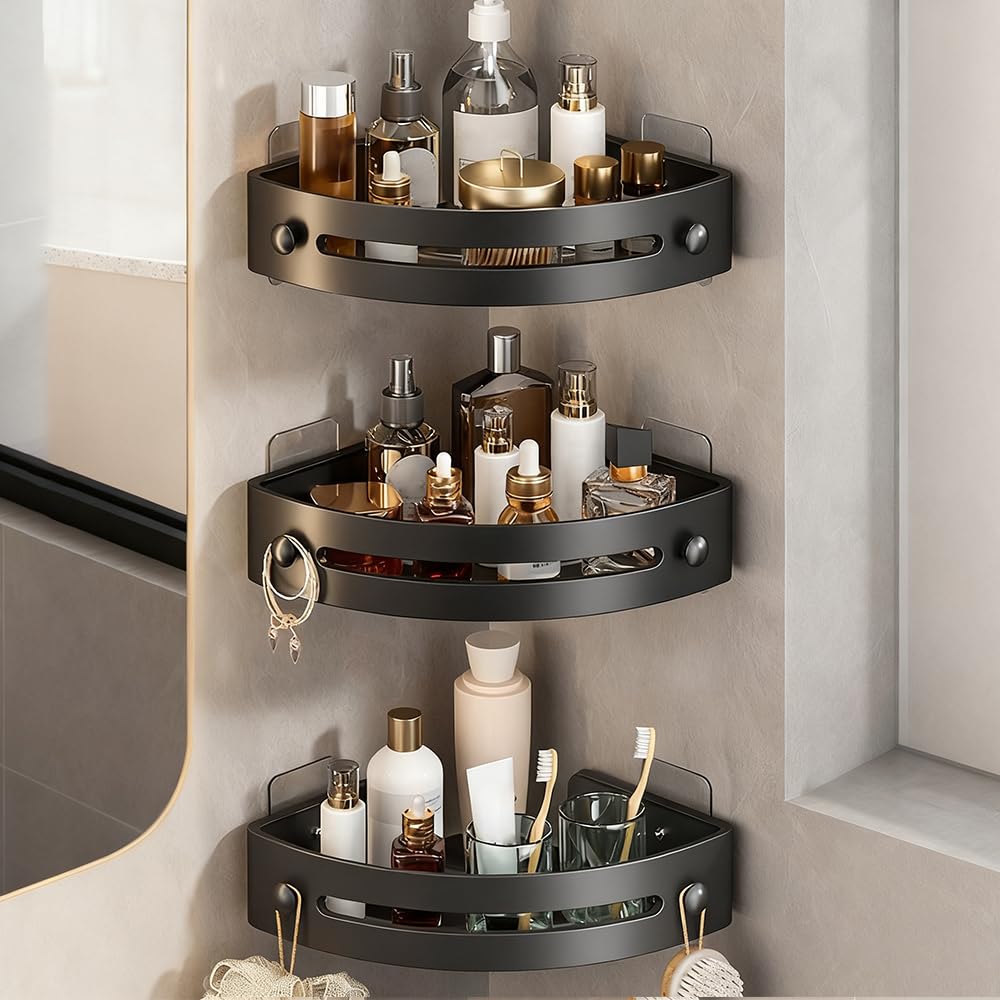 Acmefun Saker No-drill Barthroom Corner Shelf Corner Shower Shelves for Bathroom Organizer Storage - Triangle Suction Cup Shower